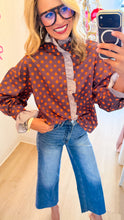 Brown and Orange Polka Dot Ruffle Top