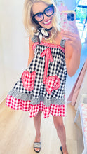 Red and Black Gingham Patchwork Mini Dress