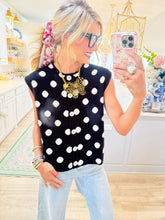 Black and White Polka Dot Sleeveless Cardigan