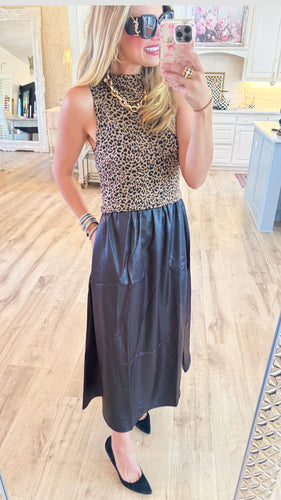 THML Animal Print Contrast Maxi Dress