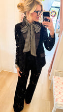 Black Velvet Floral Lace Suit Set