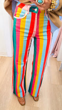 Multi Color Stripe Wide Leg Jeans