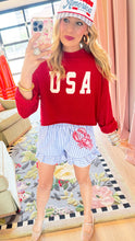 Red USA Cropped Sweater