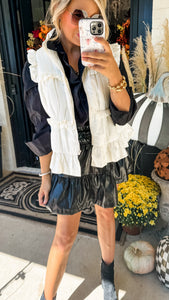 Cream Ruffle Trim Vest
