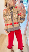 Taupe Mineral Wash Heart Cardigan