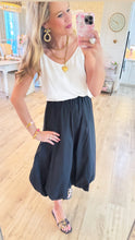 Black High Waisted Bubble Midi Skirt