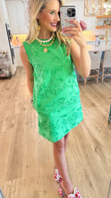 Green 3D Floral Applique Pullover Mini Dress