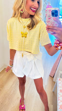 Yellow Rhinestone Embellished Cropped Top