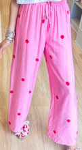 Deal of the Day Pink and Red Polka Dot Linen Pants