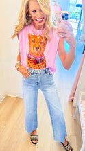 Pink Leopard Jeweled Collar Muscle Tee