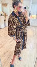 Leopard Contrast Button Down Midi Dress