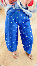 Royal Blue Polka Dot Barrel Jeans