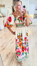 Ecru Multi Giant Floral Border Printed Maxi Dress