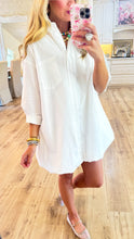 White Bubble Skirt Shirt Dress