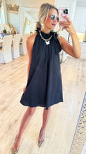 Black Ruffle Neck Bow Dress