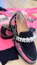 Betsey Johnson Pink Multi Plaid Pearl Loafer