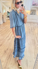 Deal of the Day Washed Denim Tiered Maxi Dress