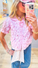 Pink Floral Lace Short Sleeve Top