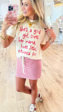 Red Gingham Drawstring Waist Skirt