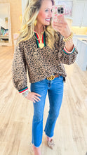 Leopard Textured Zip Up Top