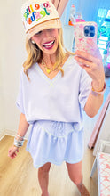Light Blue Contrast Stitch Skort Set
