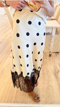Taupe and Black Polka Dot Lace Detail Midi Skirt