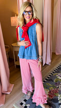 Red Gingham Layered Ruffle Hem Pants