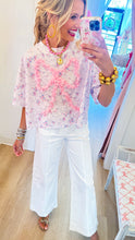 Pink Dainty Floral Ruffle Bow Top