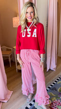 Red Gingham Layered Ruffle Hem Pants