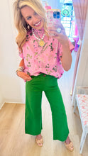 Green High Rise Wide Leg Pants