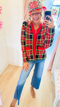 Navy Plaid Scallop Detail Cardigan