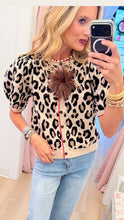 Taupe Leopard Puff Sleeve Cardigan