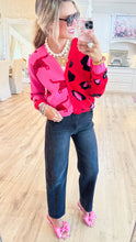 Pink Animal Colorblock Cardigan