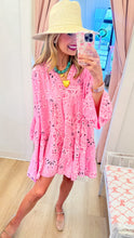 Pink Paisley Embroidered Mini Dress