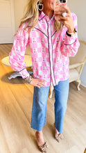 Pink Western Checkered Button Up Top