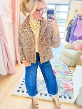 Camel Tiger Print Suede Jacket