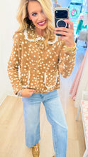 Deer Print Oversized Collar Cardigan