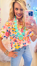 Pink Floral Mix Puff Sleeve Top