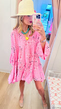Pink Paisley Embroidered Mini Dress