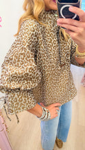 Taupe Leopard Jacquard Puff Sleeve Top