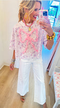 Pink Dainty Floral Ruffle Bow Top