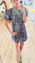 Multi Color Sequin Puff Sleeve Dress
