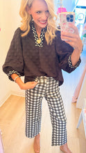 Black Jacquard Polka Dot Top