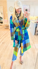 Cobalt Multi Checkered Long Coat
