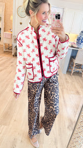 Red Quilted Cowboy Print Jacket