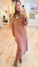 Mocha Mock Neck Knit Midi Dress