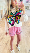 Pink Denim Rainbow Crystal Shorts