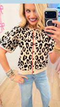 Taupe Leopard Puff Sleeve Cardigan