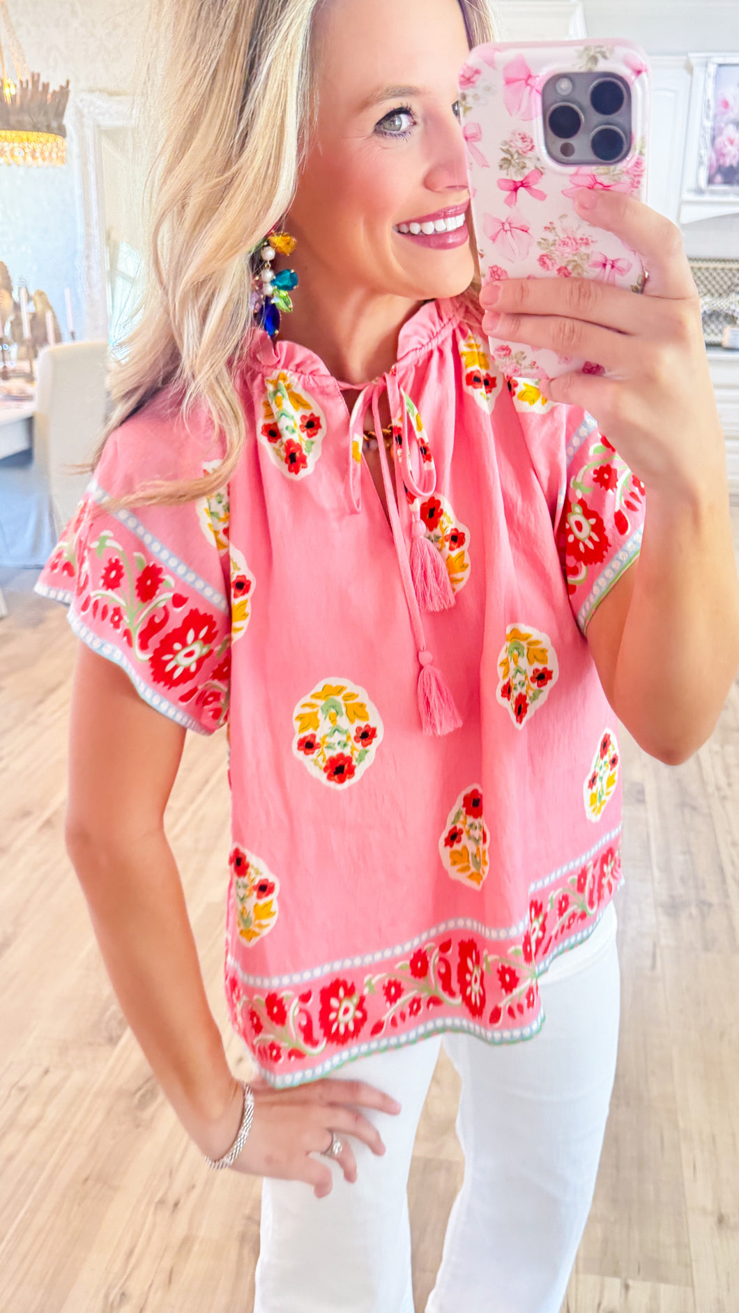Pink Boho Bloom Top