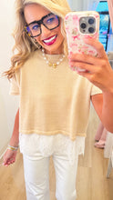 Sand Lace Hem Sweater